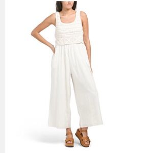 Lucky Brand Crochet Jumpsuit Cream XS